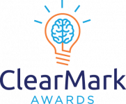 ClearMark Awards that displays a lit-up lightbulb with brains in its center and the words ClearMark Awards.